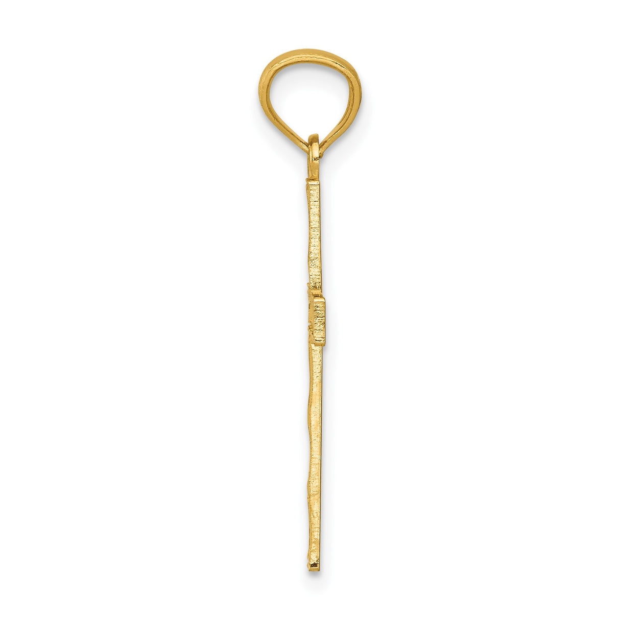 14k Yellow Gold Cross Pendant with Filigree Weave and Rhodium Detail, Latin Style