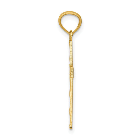 14k Yellow Gold Cross Pendant with Filigree Weave and Rhodium Detail, Latin Style