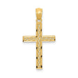 14k Yellow Gold Cross Pendant with Filigree Weave and Rhodium Detail, Latin Style