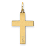 Engravable Latin Cross Charm Pendant in Real 14k Yellow Gold