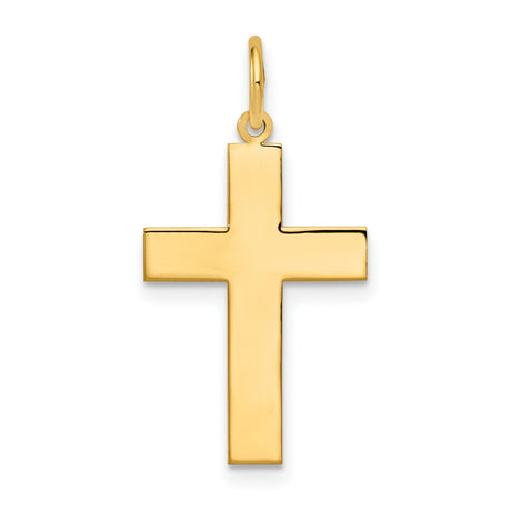 Engravable Latin Cross Charm Pendant in Real 14k Yellow Gold