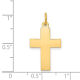 Engravable Latin Cross Charm Pendant in Real 14k Yellow Gold