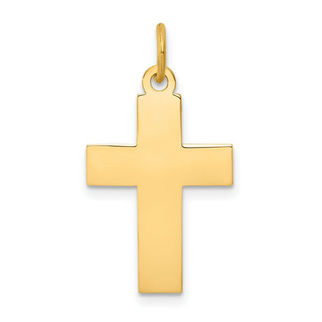 Engravable Latin Cross Charm Pendant in Real 14k Yellow Gold