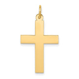 Engravable Latin Cross Charm Pendant in Real 14k Yellow Gold