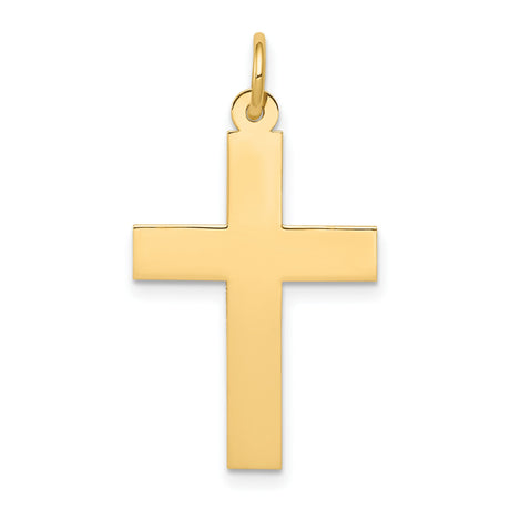 Engravable Latin Cross Charm Pendant in Real 14k Yellow Gold