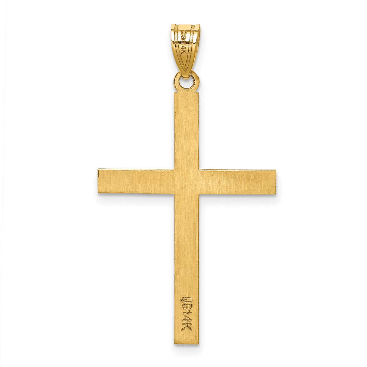 Engravable Latin Cross Charm Pendant in Real 14k Yellow Gold