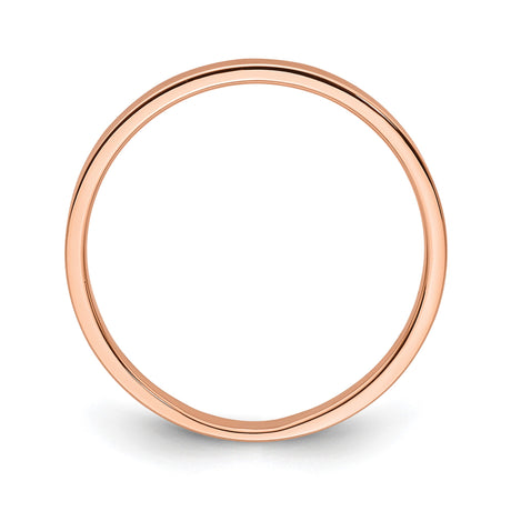 14k Rose Gold Flat, Lightweight wedding band ring alternate angle