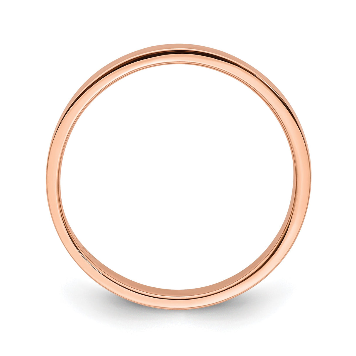 14k Rose Gold Flat, Lightweight wedding band ring alternate angle