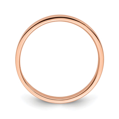 14k Rose Gold Flat, Lightweight wedding band ring alternate angle