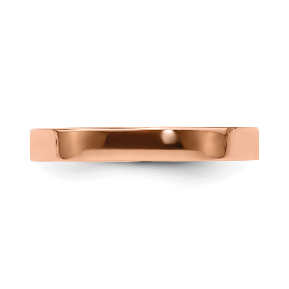 14k Rose Gold Flat, Lightweight wedding band ring detail view
