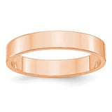 14K Rose Gold Flat Wedding Band for Women, Lightweight Solid 4mm Ring, Size 4