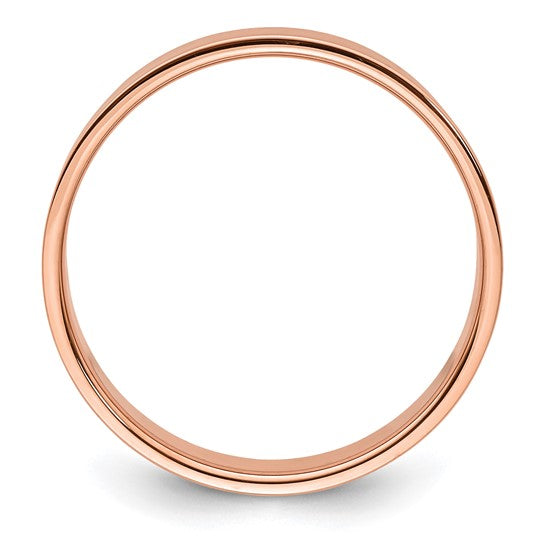 14K Rose Gold Flat Wedding Band 6mm Solid Lightweight Ring for Everyday Wear