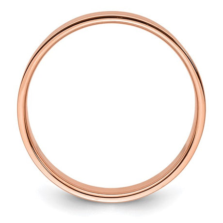 14K Rose Gold Flat Wedding Band 6mm Solid Lightweight Ring for Everyday Wear