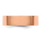 14K Rose Gold Flat Wedding Band 6mm Solid Lightweight Ring for Everyday Wear