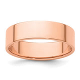 14K Rose Gold Flat Wedding Band 6mm Solid Lightweight Ring for Everyday Wear