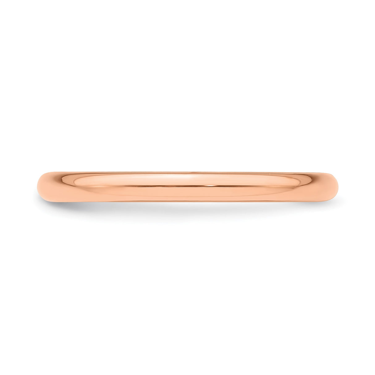 14k Rose Gold Domed wedding band ring detail view