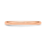 14k Rose Gold Domed wedding band ring detail view