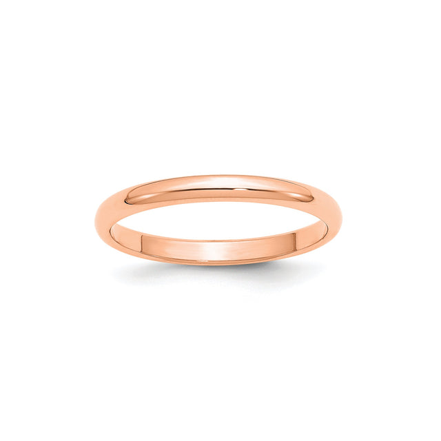 14k Rose Gold Domed wedding band ring