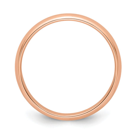 14k Rose Gold Domed wedding band ring alternate angle