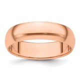 14k Rose Gold Domed wedding band ring