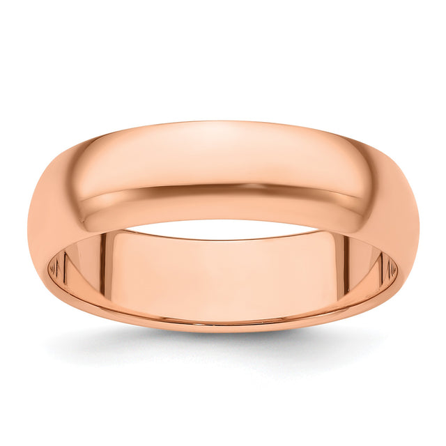 14k Rose Gold Domed wedding band ring