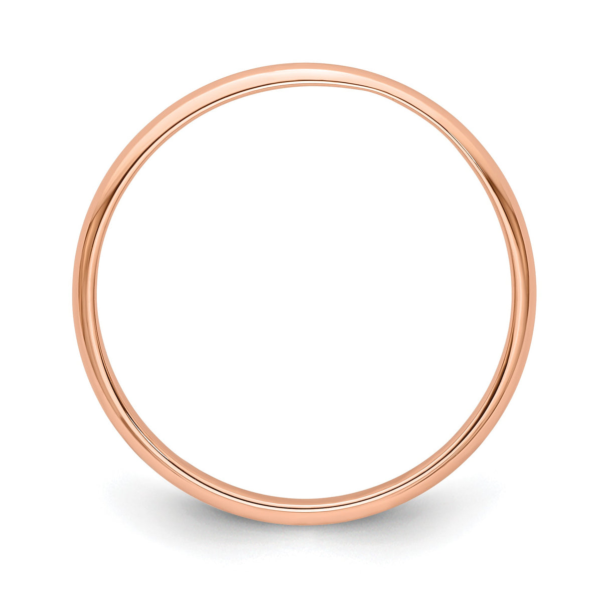 14k Rose Gold Domed, Lightweight wedding band ring alternate angle