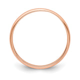 14k Rose Gold Domed, Lightweight wedding band ring alternate angle