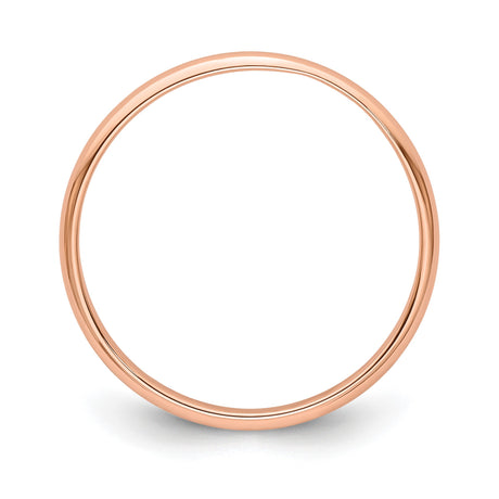 14k Rose Gold Domed, Lightweight wedding band ring alternate angle