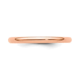 14k Rose Gold Domed, Lightweight wedding band ring detail view