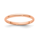14k Rose Gold Domed, Lightweight wedding band ring