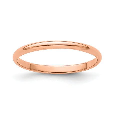 14k Rose Gold Domed, Lightweight wedding band ring