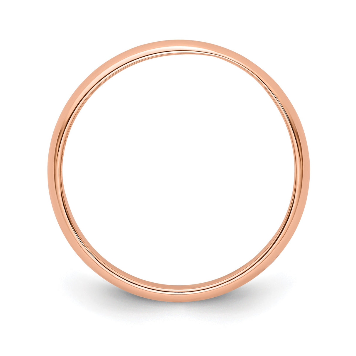 14k Rose Gold Domed, Lightweight wedding band ring alternate angle