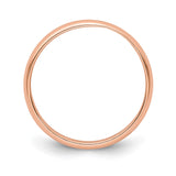 14k Rose Gold Domed, Lightweight wedding band ring alternate angle