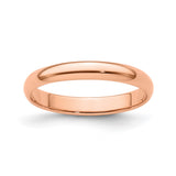 14k Rose Gold Domed, Lightweight wedding band ring