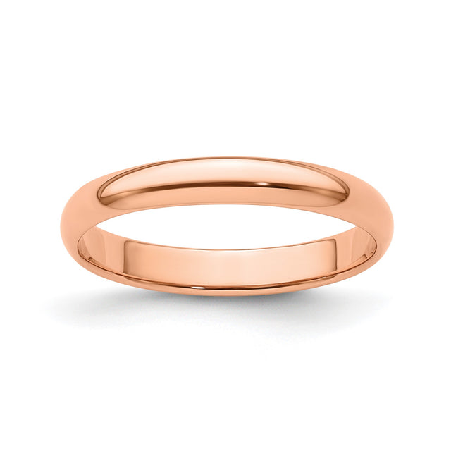 14k Rose Gold Domed, Lightweight wedding band ring