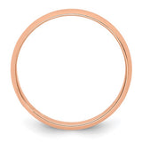 14K Rose Gold Half-Round Domed Wedding Band, Lightweight No Stone 4mm Ring Size 4