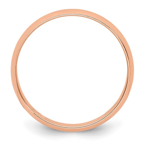 14K Rose Gold Half-Round Domed Wedding Band, Lightweight No Stone 4mm Ring Size 4