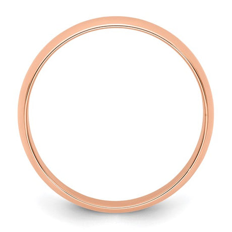 14K Rose Gold Solid Half-Round Domed Wedding Band No Stone, Lightweight 5mm Ring