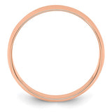 14K Rose Gold Half-Round Domed Wedding Band, Lightweight No Stone 6mm Polished