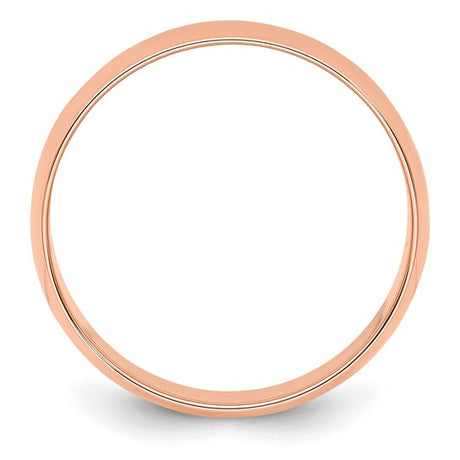 14K Rose Gold Half-Round Domed Wedding Band, Lightweight No Stone 6mm Polished