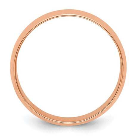 14K Rose Gold Domed Half Round Wedding Band No Stone Lightweight 7mm Wide