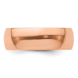 14K Rose Gold Domed Half Round Wedding Band No Stone Lightweight 7mm Wide