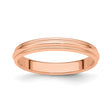 14k Rose Gold Milgrain, Domed wedding band ring