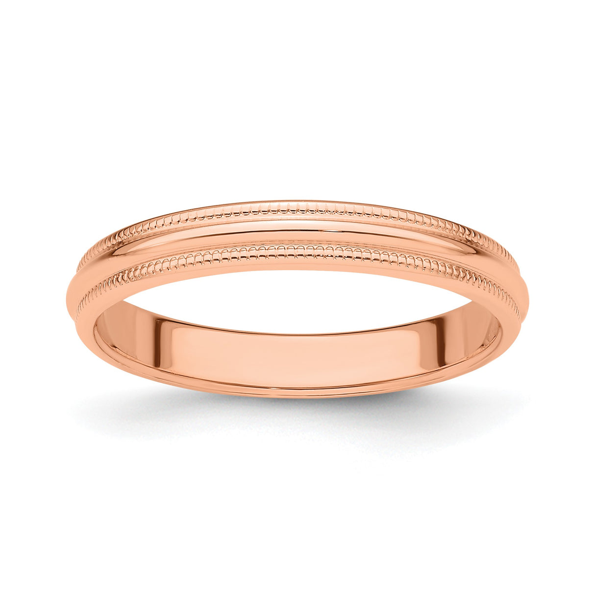 14k Rose Gold Milgrain, Domed wedding band ring