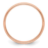 14K Rose Gold Milgrain Half-Round Elegant Wedding Band, Domed 4mm Solid Ring