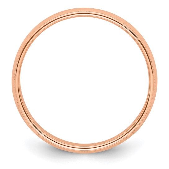 14K Rose Gold Milgrain Half-Round Domed Solid Wedding Band With No Stone 5 mm
