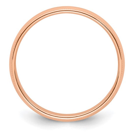 14K Rose Gold Milgrain Half-Round Domed Solid Wedding Band With No Stone 5 mm