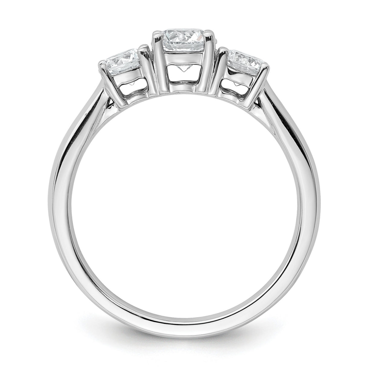 Lab Grown Diamond VS DEF 1 ct Complete 3 Stone Band Charm Pendant in Real 14k White Gold