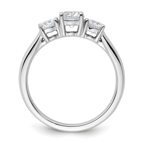 Lab Grown Diamond VS DEF 1 ct Complete 3 Stone Band Charm Pendant in Real 14k White Gold