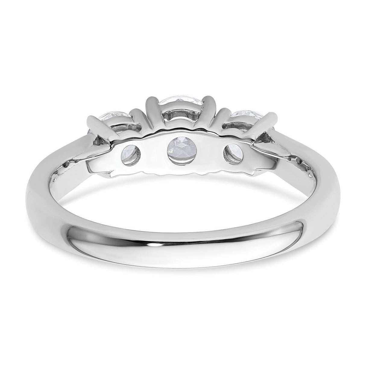 Lab Grown Diamond VS DEF 1 ct Complete 3 Stone Band Charm Pendant in Real 14k White Gold